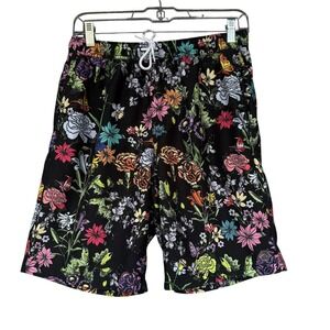 Empyre Swim Trunks Mens Small Black Floral Tropical Print Lined Shorts